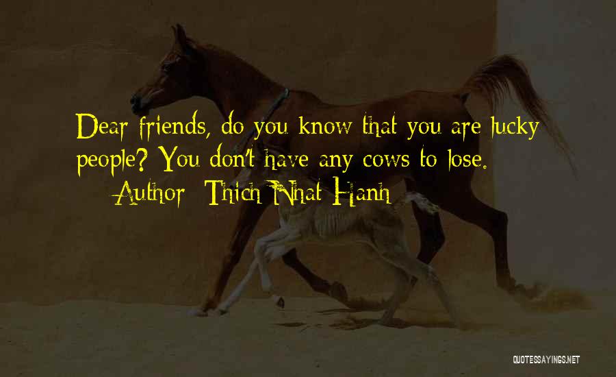 Thich Nhat Hanh Quotes: Dear Friends, Do You Know That You Are Lucky People? You Don't Have Any Cows To Lose.