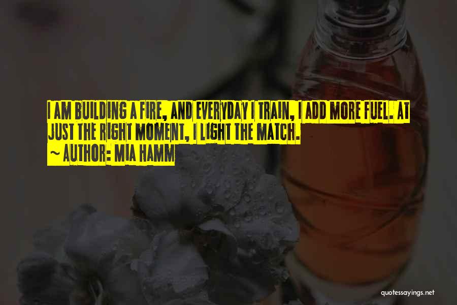 Mia Hamm Quotes: I Am Building A Fire, And Everyday I Train, I Add More Fuel. At Just The Right Moment, I Light