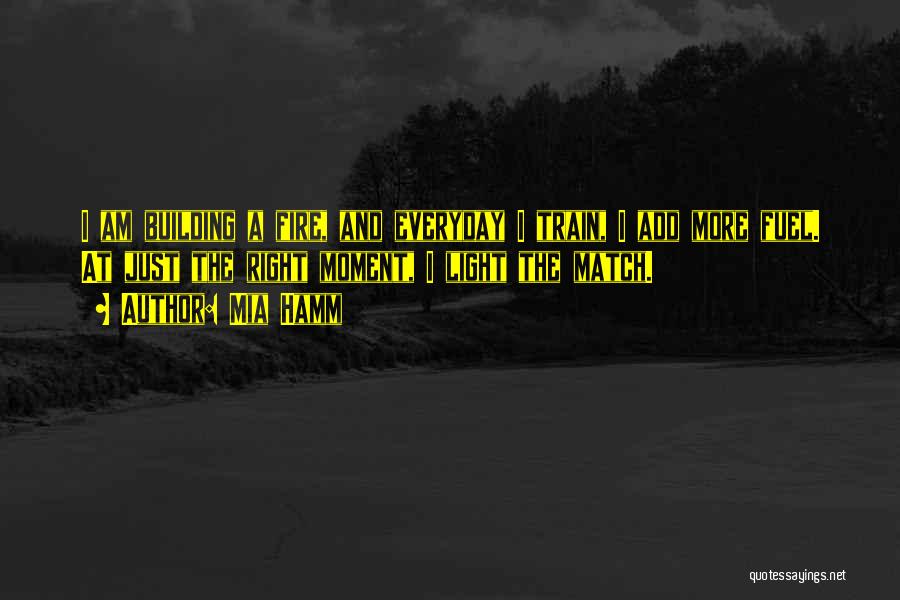 Mia Hamm Quotes: I Am Building A Fire, And Everyday I Train, I Add More Fuel. At Just The Right Moment, I Light