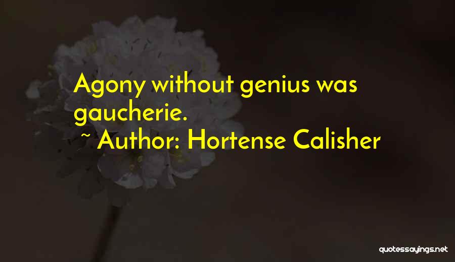 Hortense Calisher Quotes: Agony Without Genius Was Gaucherie.