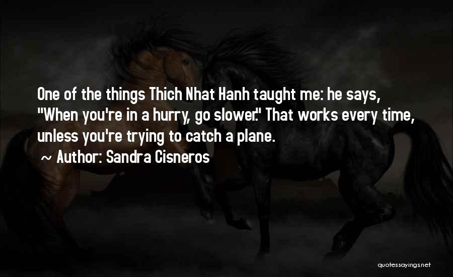 Sandra Cisneros Quotes: One Of The Things Thich Nhat Hanh Taught Me: He Says, When You're In A Hurry, Go Slower. That Works