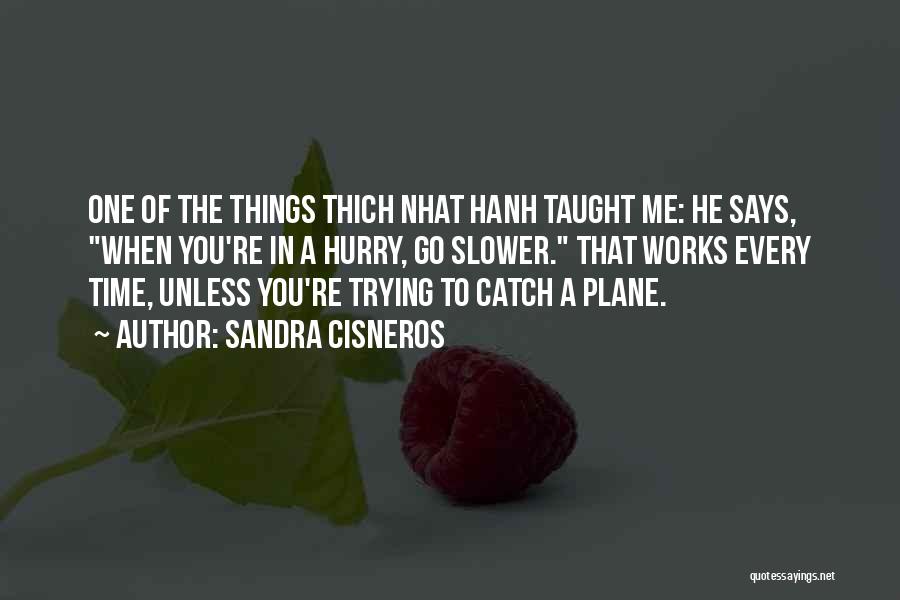 Sandra Cisneros Quotes: One Of The Things Thich Nhat Hanh Taught Me: He Says, When You're In A Hurry, Go Slower. That Works