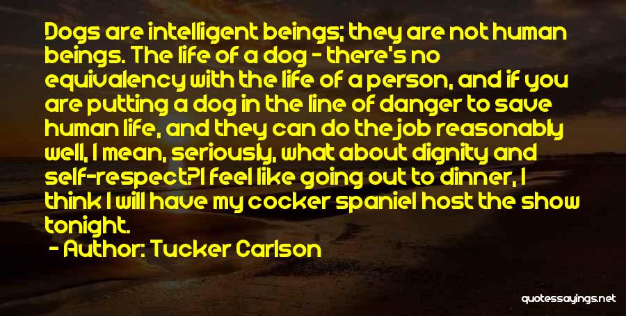 Tucker Carlson Quotes: Dogs Are Intelligent Beings; They Are Not Human Beings. The Life Of A Dog - There's No Equivalency With The