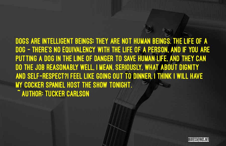 Tucker Carlson Quotes: Dogs Are Intelligent Beings; They Are Not Human Beings. The Life Of A Dog - There's No Equivalency With The