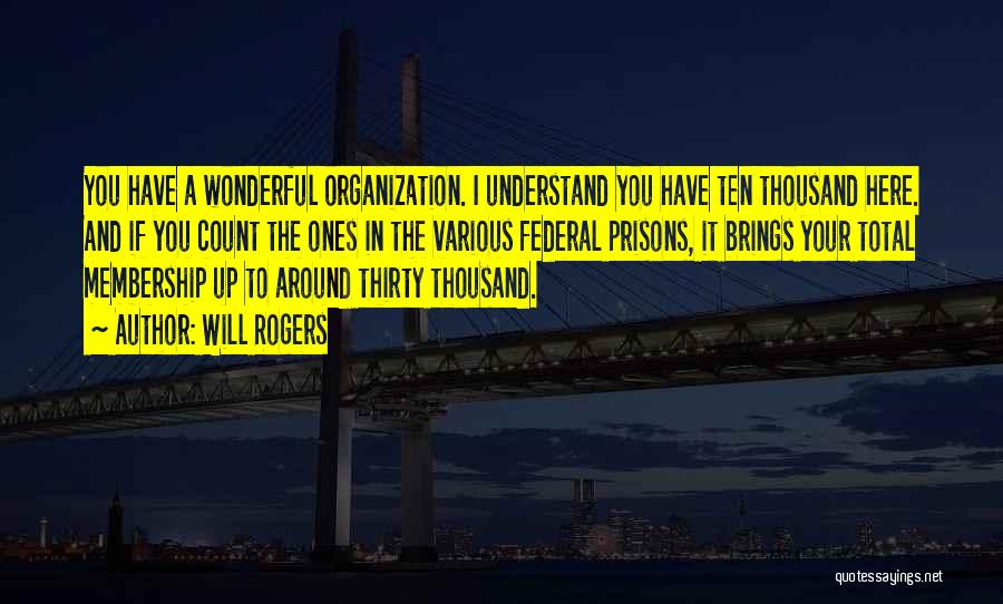 Will Rogers Quotes: You Have A Wonderful Organization. I Understand You Have Ten Thousand Here. And If You Count The Ones In The