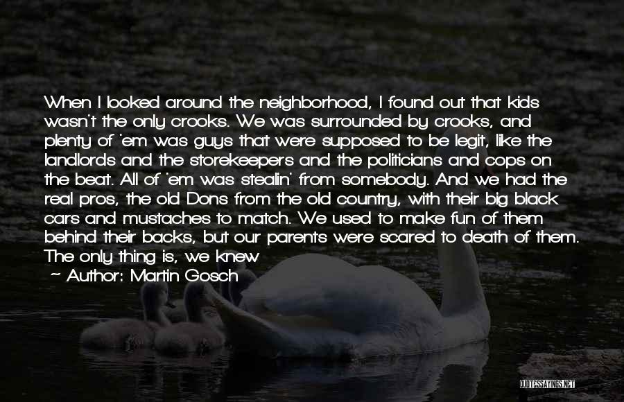 Martin Gosch Quotes: When I Looked Around The Neighborhood, I Found Out That Kids Wasn't The Only Crooks. We Was Surrounded By Crooks,