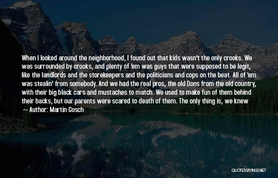 Martin Gosch Quotes: When I Looked Around The Neighborhood, I Found Out That Kids Wasn't The Only Crooks. We Was Surrounded By Crooks,