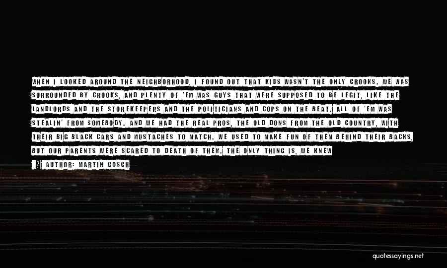 Martin Gosch Quotes: When I Looked Around The Neighborhood, I Found Out That Kids Wasn't The Only Crooks. We Was Surrounded By Crooks,