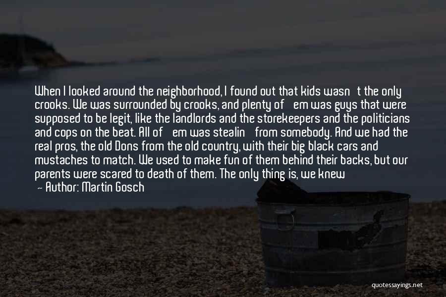 Martin Gosch Quotes: When I Looked Around The Neighborhood, I Found Out That Kids Wasn't The Only Crooks. We Was Surrounded By Crooks,