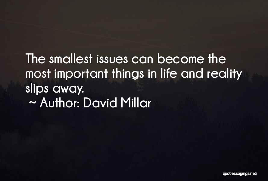 David Millar Quotes: The Smallest Issues Can Become The Most Important Things In Life And Reality Slips Away.