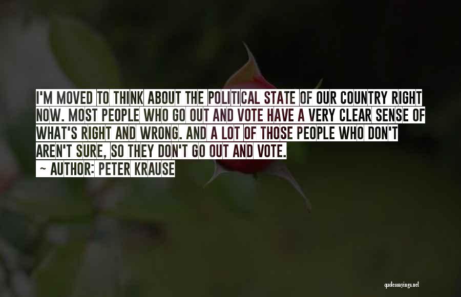 Peter Krause Quotes: I'm Moved To Think About The Political State Of Our Country Right Now. Most People Who Go Out And Vote