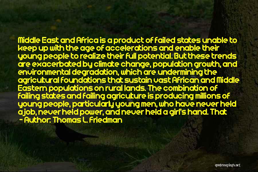 Thomas L. Friedman Quotes: Middle East And Africa Is A Product Of Failed States Unable To Keep Up With The Age Of Accelerations And