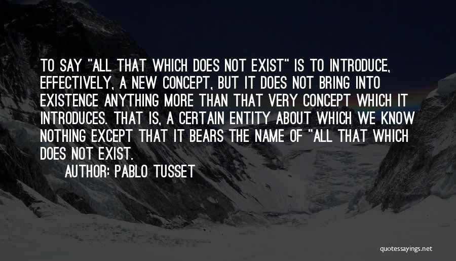 Pablo Tusset Quotes: To Say All That Which Does Not Exist Is To Introduce, Effectively, A New Concept, But It Does Not Bring