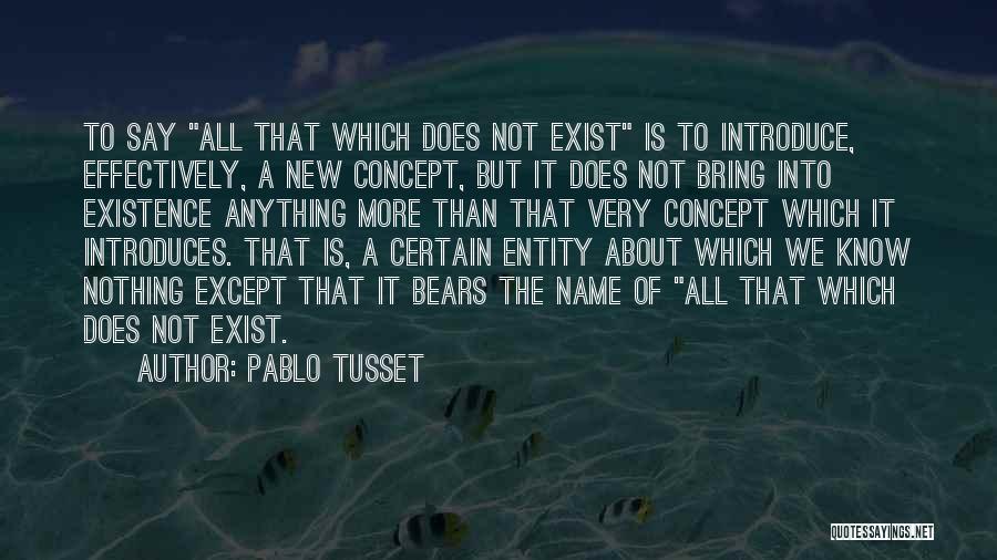 Pablo Tusset Quotes: To Say All That Which Does Not Exist Is To Introduce, Effectively, A New Concept, But It Does Not Bring