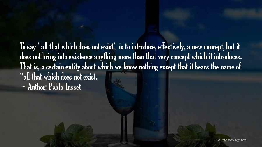 Pablo Tusset Quotes: To Say All That Which Does Not Exist Is To Introduce, Effectively, A New Concept, But It Does Not Bring