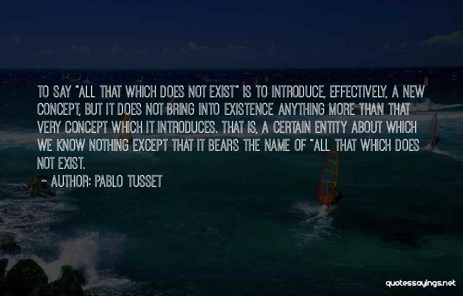 Pablo Tusset Quotes: To Say All That Which Does Not Exist Is To Introduce, Effectively, A New Concept, But It Does Not Bring