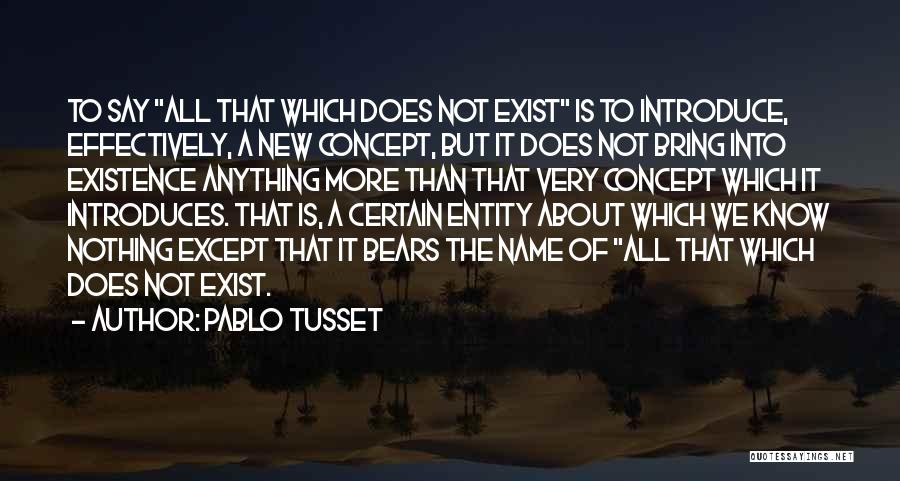 Pablo Tusset Quotes: To Say All That Which Does Not Exist Is To Introduce, Effectively, A New Concept, But It Does Not Bring