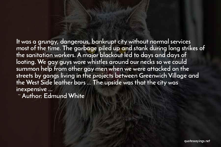 Edmund White Quotes: It Was A Grungy, Dangerous, Bankrupt City Without Normal Services Most Of The Time. The Garbage Piled Up And Stank