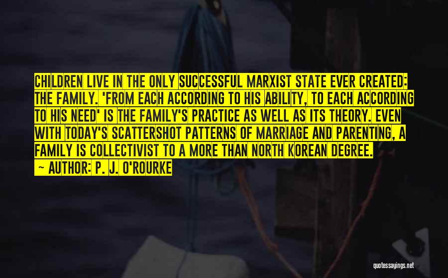 P. J. O'Rourke Quotes: Children Live In The Only Successful Marxist State Ever Created: The Family. 'from Each According To His Ability, To Each