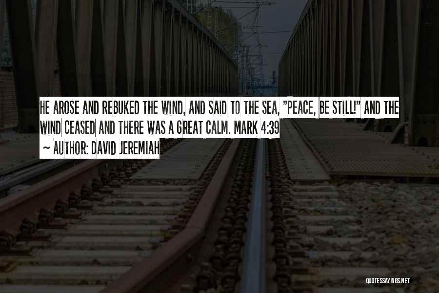 David Jeremiah Quotes: He Arose And Rebuked The Wind, And Said To The Sea, Peace, Be Still! And The Wind Ceased And There