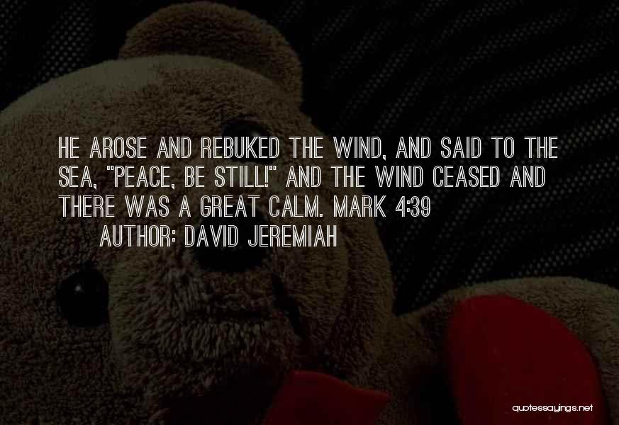 David Jeremiah Quotes: He Arose And Rebuked The Wind, And Said To The Sea, Peace, Be Still! And The Wind Ceased And There