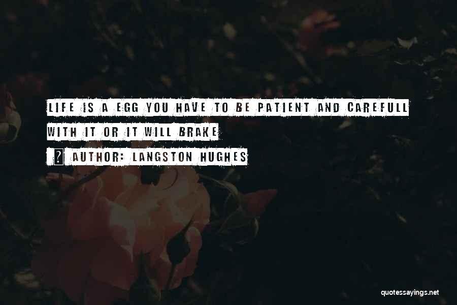 Langston Hughes Quotes: Life Is A Egg You Have To Be Patient And Carefull With It Or It Will Brake