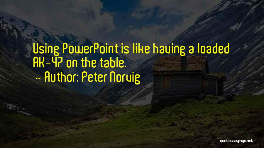 Peter Norvig Quotes: Using Powerpoint Is Like Having A Loaded Ak-47 On The Table.