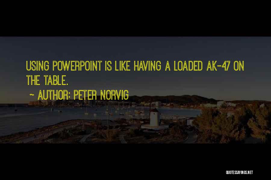 Peter Norvig Quotes: Using Powerpoint Is Like Having A Loaded Ak-47 On The Table.