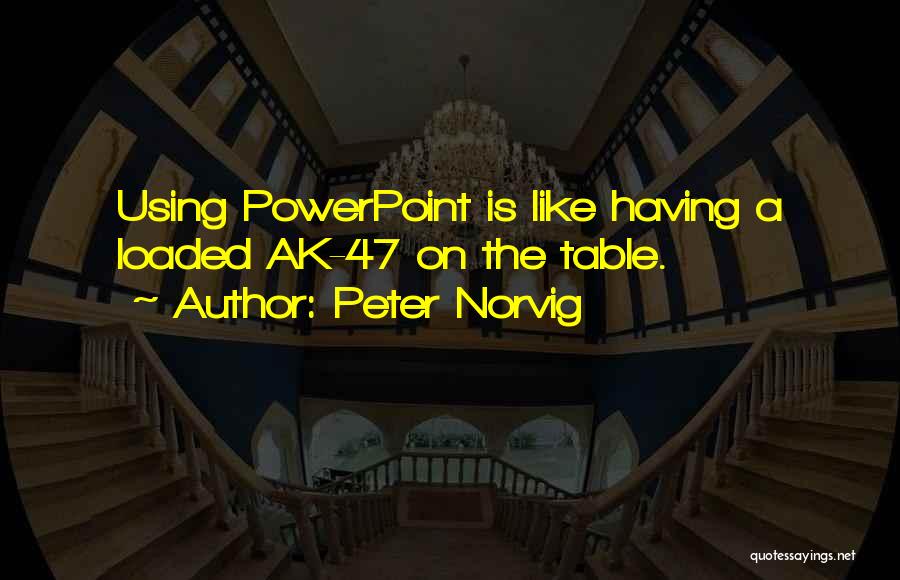 Peter Norvig Quotes: Using Powerpoint Is Like Having A Loaded Ak-47 On The Table.