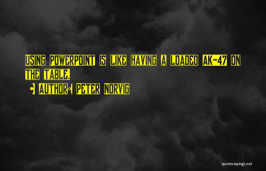 Peter Norvig Quotes: Using Powerpoint Is Like Having A Loaded Ak-47 On The Table.