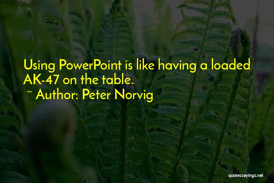 Peter Norvig Quotes: Using Powerpoint Is Like Having A Loaded Ak-47 On The Table.