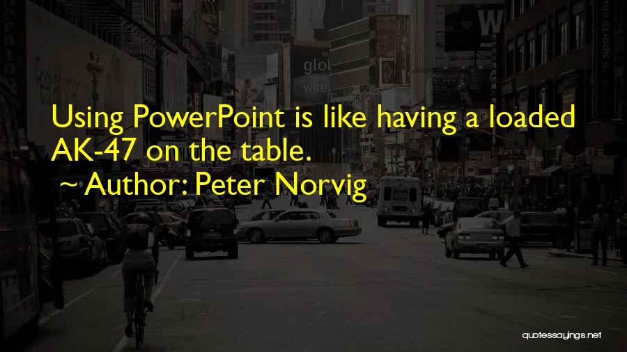 Peter Norvig Quotes: Using Powerpoint Is Like Having A Loaded Ak-47 On The Table.