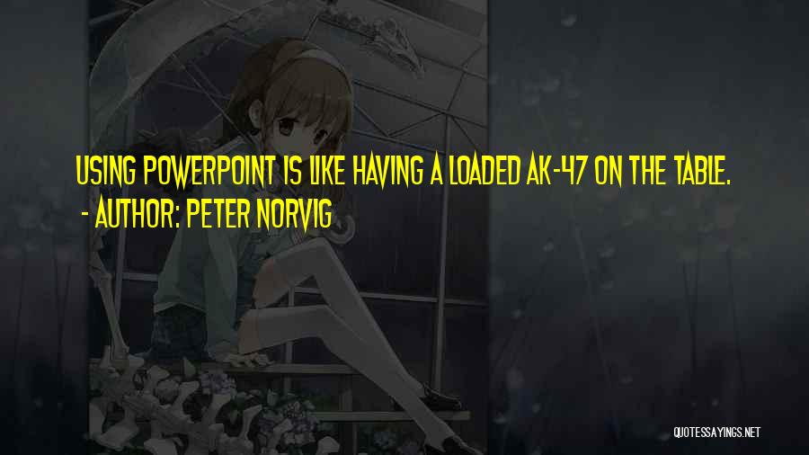 Peter Norvig Quotes: Using Powerpoint Is Like Having A Loaded Ak-47 On The Table.