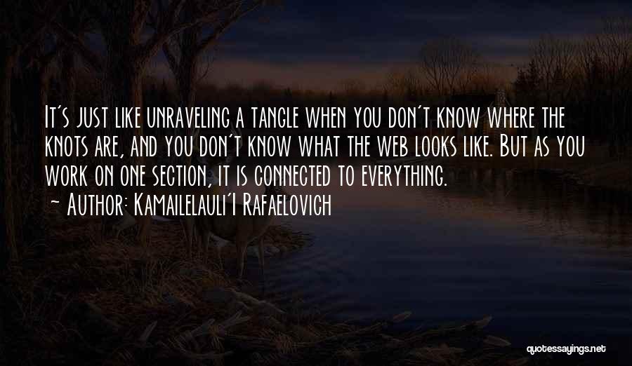 Kamailelauli'I Rafaelovich Quotes: It's Just Like Unraveling A Tangle When You Don't Know Where The Knots Are, And You Don't Know What The