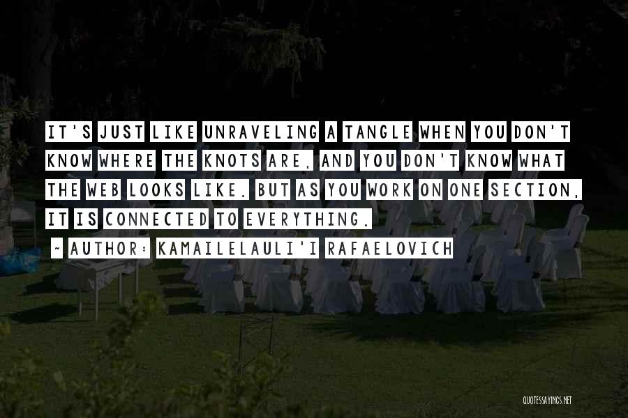 Kamailelauli'I Rafaelovich Quotes: It's Just Like Unraveling A Tangle When You Don't Know Where The Knots Are, And You Don't Know What The