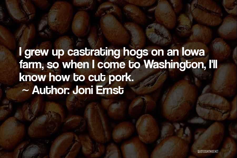 Joni Ernst Quotes: I Grew Up Castrating Hogs On An Iowa Farm, So When I Come To Washington, I'll Know How To Cut