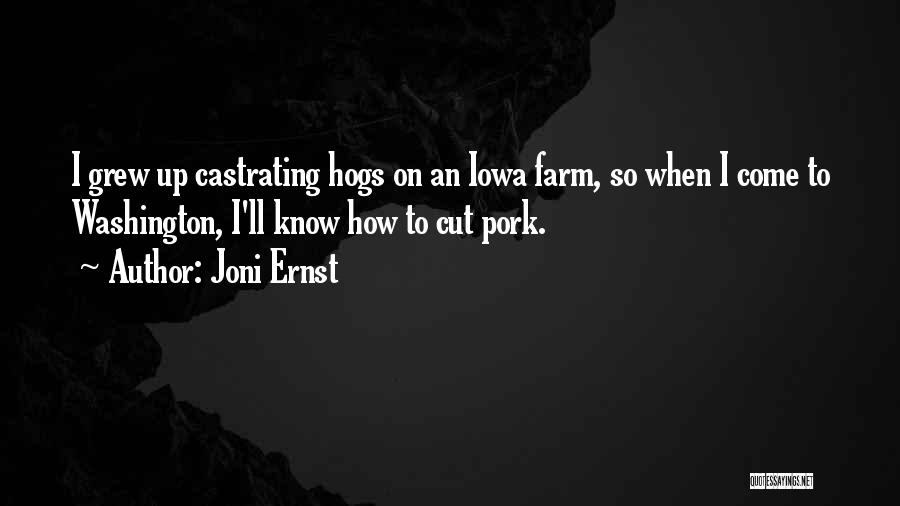 Joni Ernst Quotes: I Grew Up Castrating Hogs On An Iowa Farm, So When I Come To Washington, I'll Know How To Cut