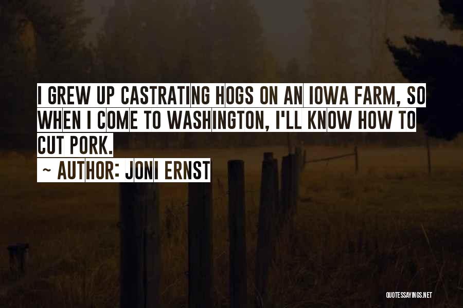 Joni Ernst Quotes: I Grew Up Castrating Hogs On An Iowa Farm, So When I Come To Washington, I'll Know How To Cut