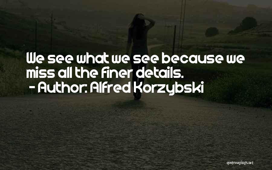 Alfred Korzybski Quotes: We See What We See Because We Miss All The Finer Details.