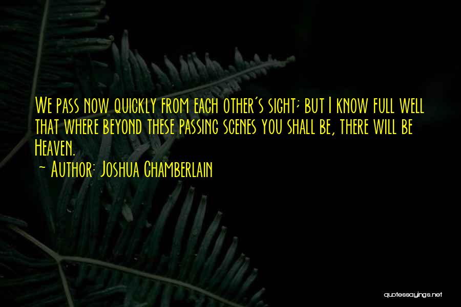 Joshua Chamberlain Quotes: We Pass Now Quickly From Each Other's Sight; But I Know Full Well That Where Beyond These Passing Scenes You