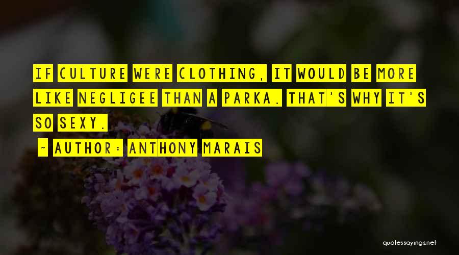 Anthony Marais Quotes: If Culture Were Clothing, It Would Be More Like Negligee Than A Parka. That's Why It's So Sexy.