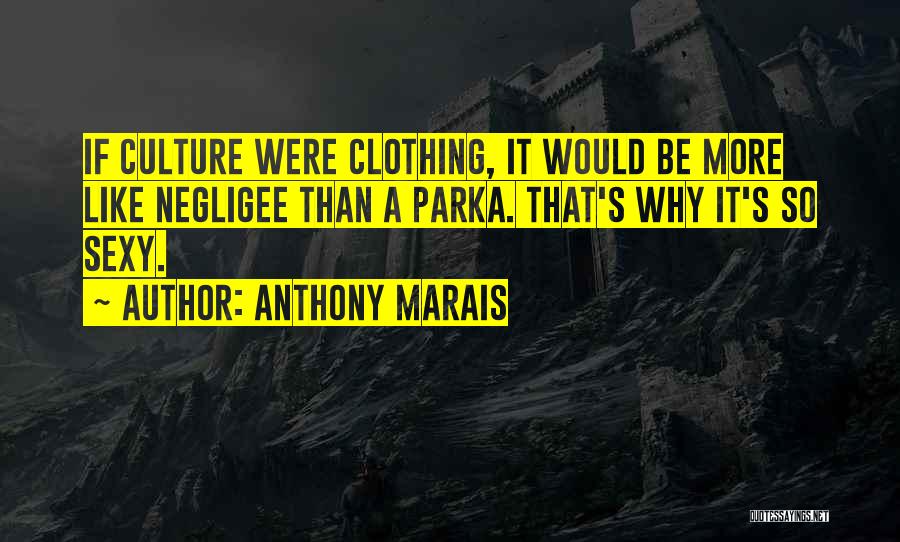 Anthony Marais Quotes: If Culture Were Clothing, It Would Be More Like Negligee Than A Parka. That's Why It's So Sexy.