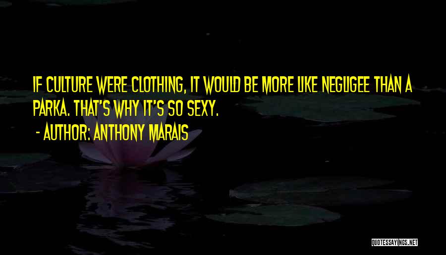 Anthony Marais Quotes: If Culture Were Clothing, It Would Be More Like Negligee Than A Parka. That's Why It's So Sexy.