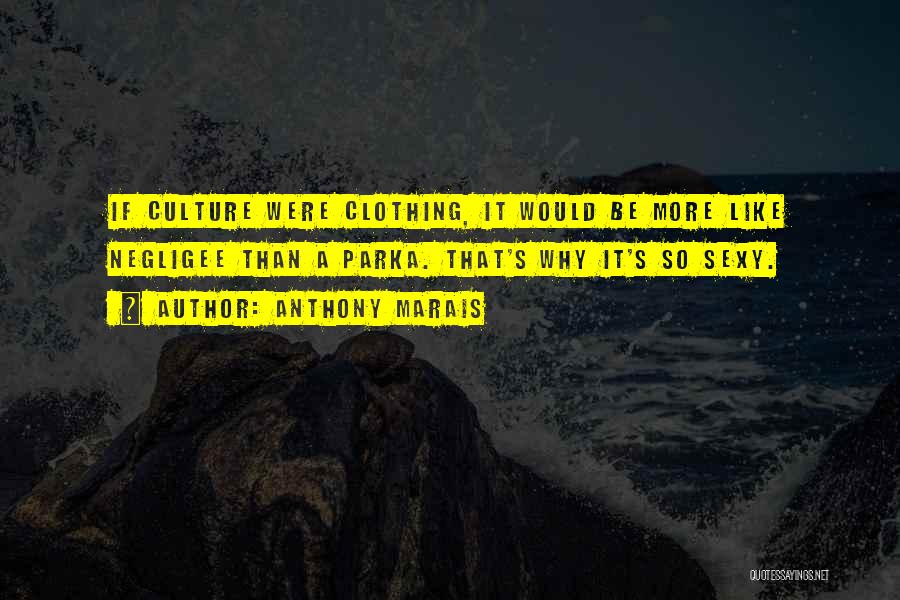 Anthony Marais Quotes: If Culture Were Clothing, It Would Be More Like Negligee Than A Parka. That's Why It's So Sexy.