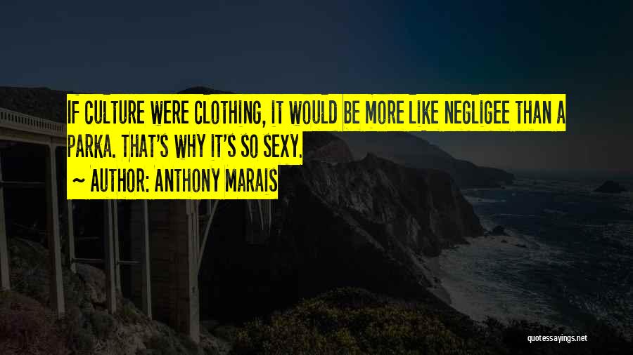 Anthony Marais Quotes: If Culture Were Clothing, It Would Be More Like Negligee Than A Parka. That's Why It's So Sexy.