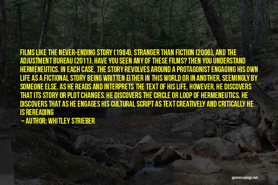 Whitley Strieber Quotes: Films Like The Never-ending Story (1984), Stranger Than Fiction (2006), And The Adjustment Bureau (2011). Have You Seen Any Of