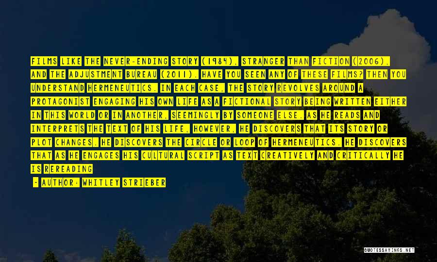 Whitley Strieber Quotes: Films Like The Never-ending Story (1984), Stranger Than Fiction (2006), And The Adjustment Bureau (2011). Have You Seen Any Of