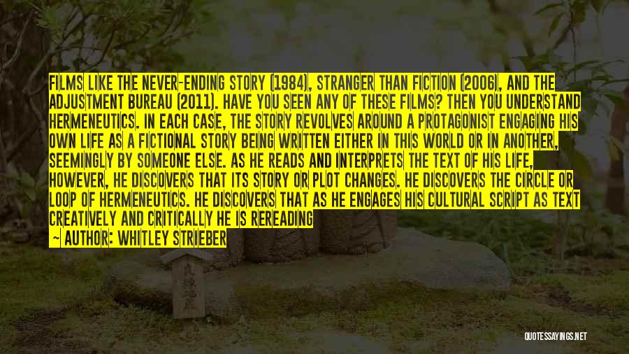 Whitley Strieber Quotes: Films Like The Never-ending Story (1984), Stranger Than Fiction (2006), And The Adjustment Bureau (2011). Have You Seen Any Of