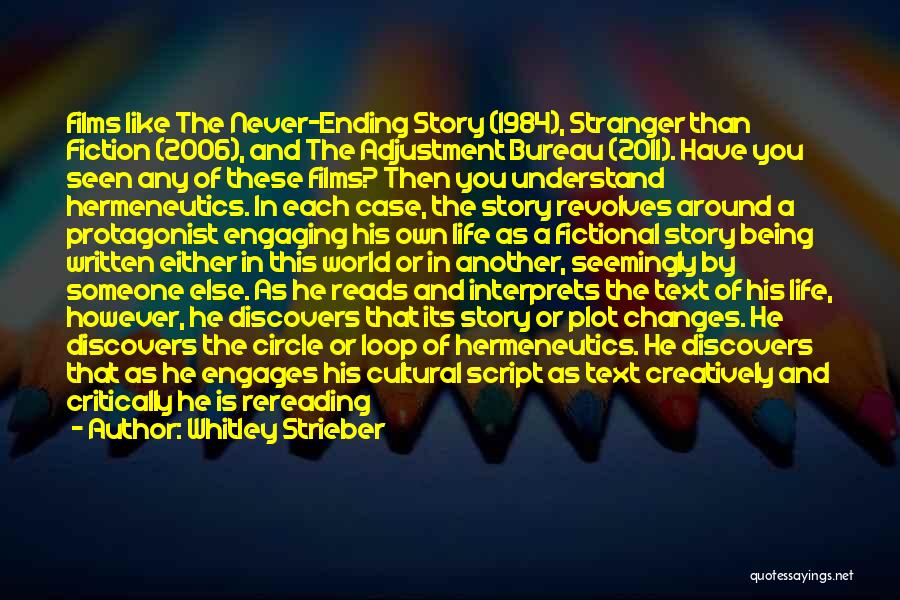 Whitley Strieber Quotes: Films Like The Never-ending Story (1984), Stranger Than Fiction (2006), And The Adjustment Bureau (2011). Have You Seen Any Of