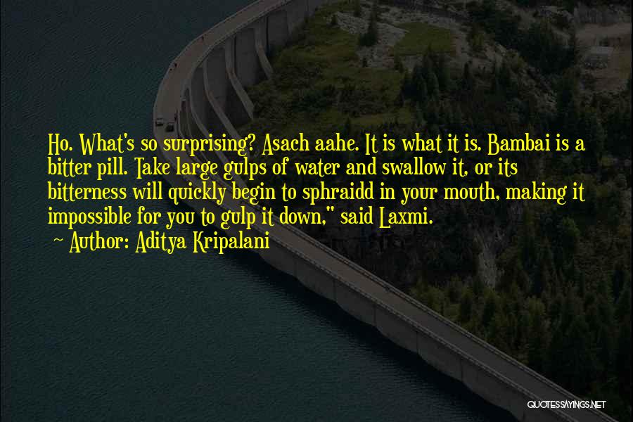 Aditya Kripalani Quotes: Ho. What's So Surprising? Asach Aahe. It Is What It Is. Bambai Is A Bitter Pill. Take Large Gulps Of